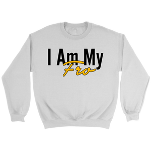 Front of a white crewneck sweatshirt on grey background.