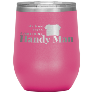 Bright pink, double-walled, 12 oz. Polar Canvas brand, stainless steel tumbler glass. 