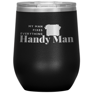 Black, double-walled, Polar Canvas brand, stainless steel tumbler glass. 