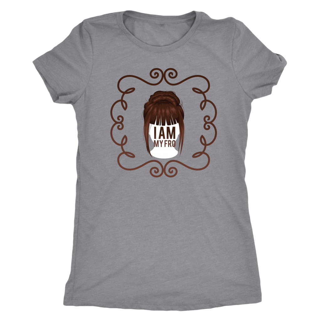 Grey women's t-shirt on grey background.