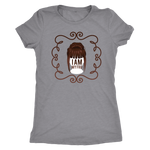 Grey women's t-shirt on grey background.