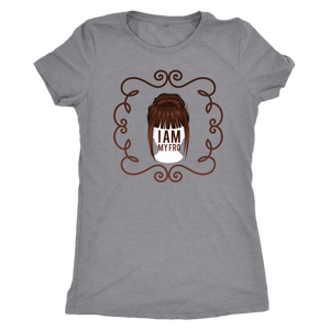 Grey women's t-shirt on grey background.