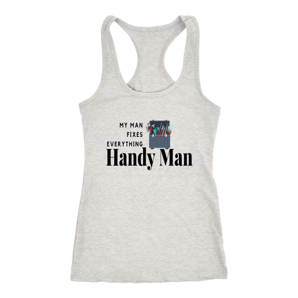 White women's tank-top on neutral background.