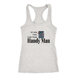 White women's tank-top on neutral background.