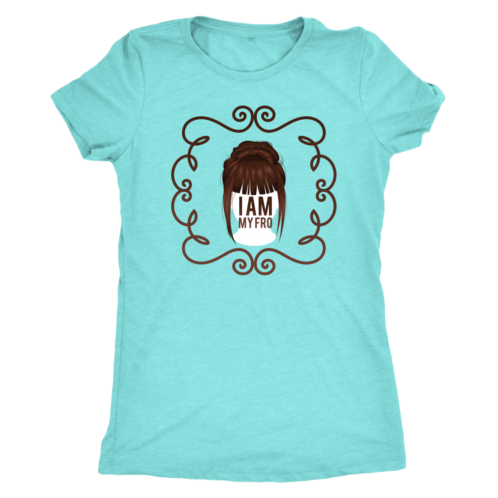 Teal women's t-shirt on grey background.