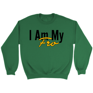 Front of a green crewneck sweatshirt on grey background.