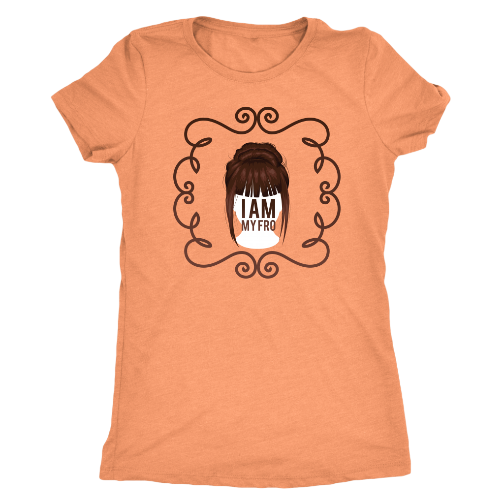 Light orange women's t-shirt on grey background.