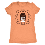 Light orange women's t-shirt on grey background.