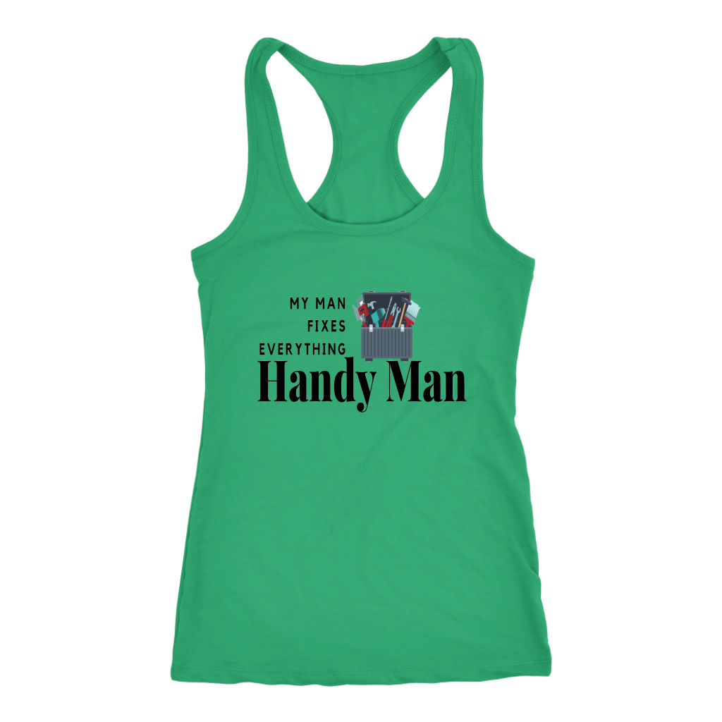 Green women's tank-top on neutral white background.