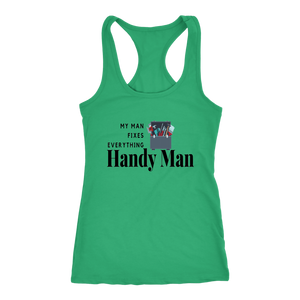 Green women's tank-top on neutral white background.