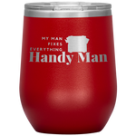 Red, double-walled, 12 oz. Polar Canvas brand, stainless steel tumbler glass. 