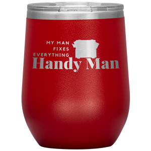 Red, double-walled, 12 oz. Polar Canvas brand, stainless steel tumbler glass. 