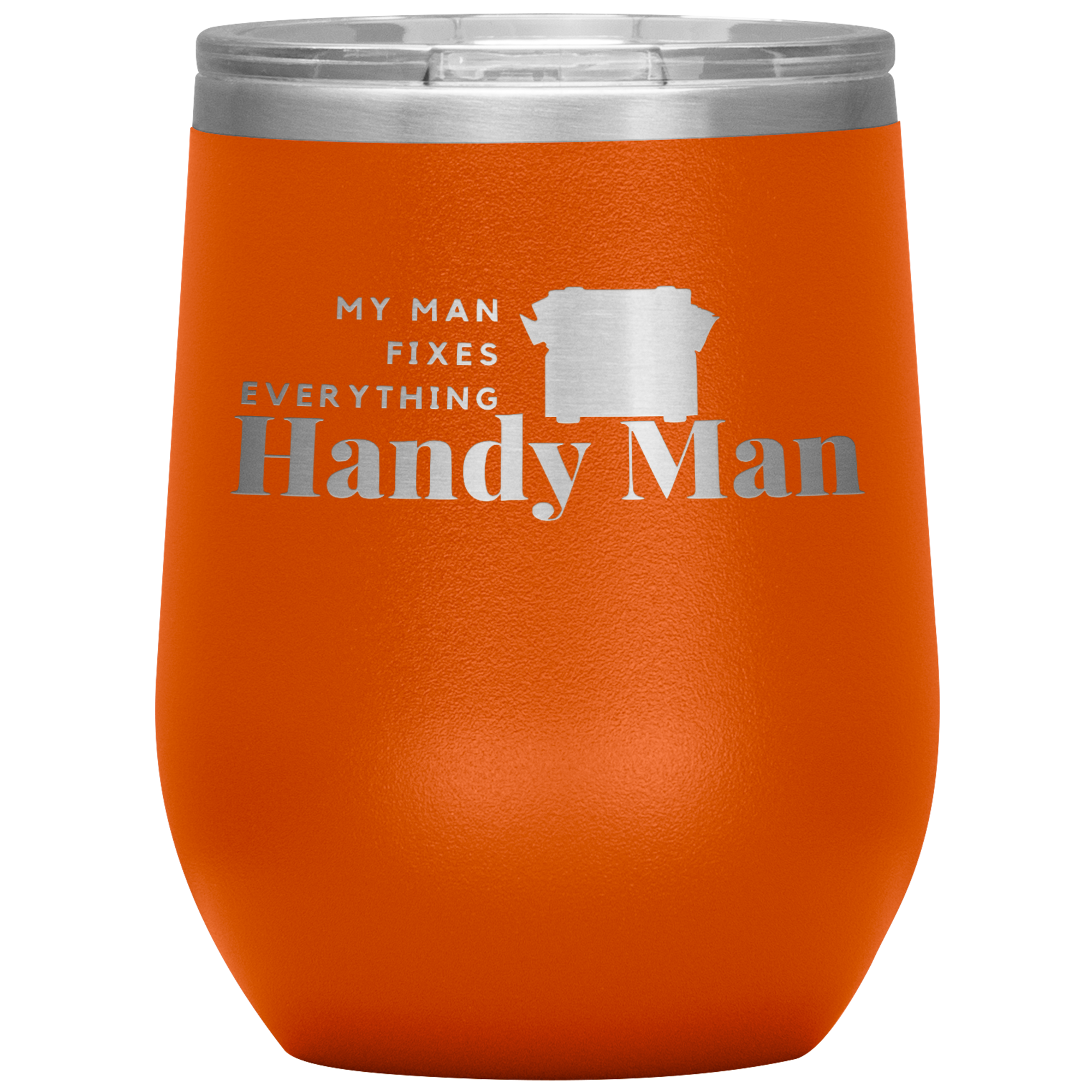 Bright orange, double-walled, 12 oz. Polar Canvas brand, stainless steel tumbler glass. 