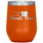 Bright orange, double-walled, 12 oz. Polar Canvas brand, stainless steel tumbler glass. 