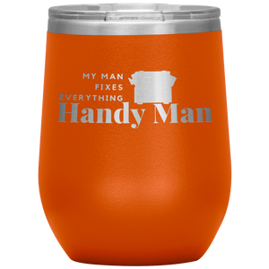 Bright orange, double-walled, 12 oz. Polar Canvas brand, stainless steel tumbler glass. 